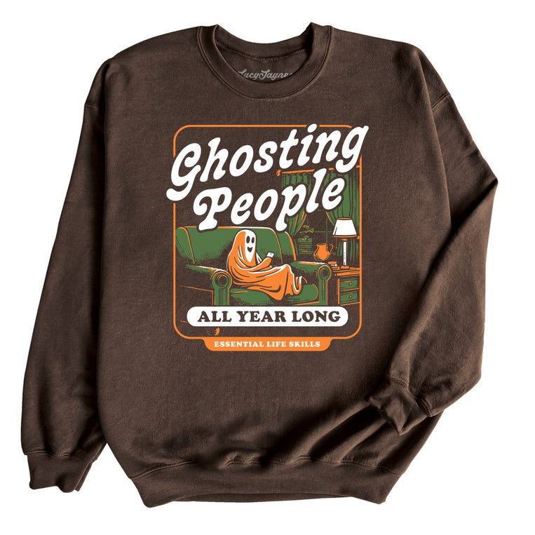 Ghosting People Graphic Sweatshirt - Dark Chocolate