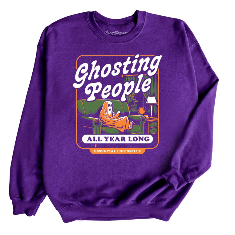 Ghosting People Graphic Sweatshirt - Purple