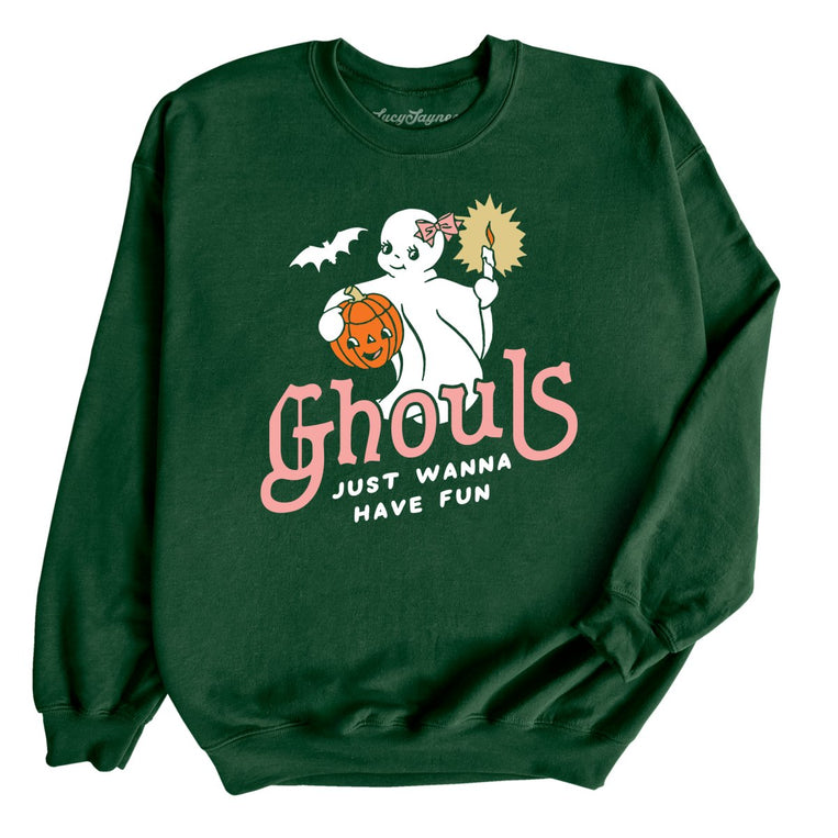 Ghouls Just Wanna Have Fun Graphic Sweatshirt - Forest