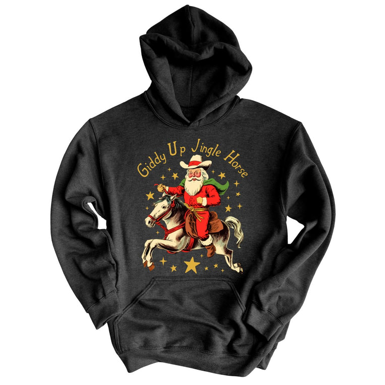 Giddy Up Jingle Horse Graphic Hoodie - Charcoal Heather