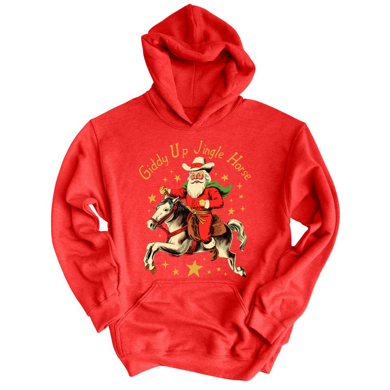 Giddy Up Jingle Horse Graphic Hoodie - Red