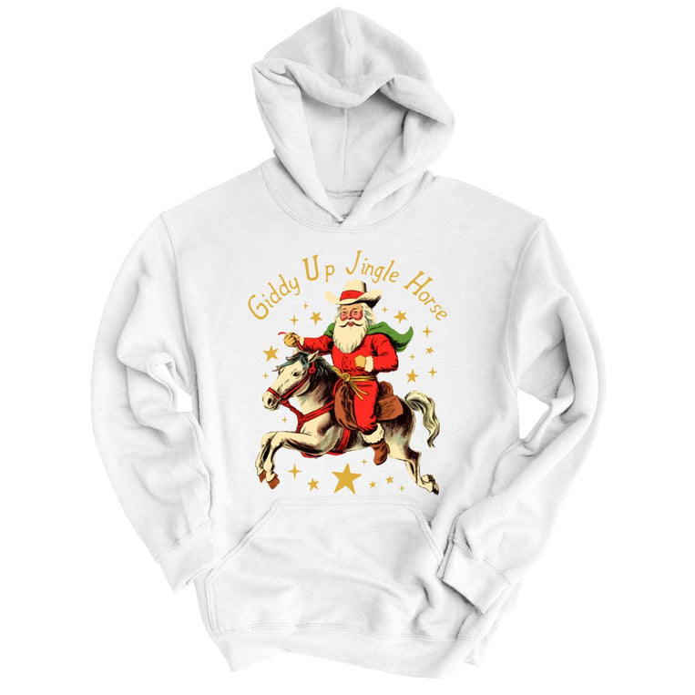 Giddy Up Jingle Horse Graphic Hoodie - White
