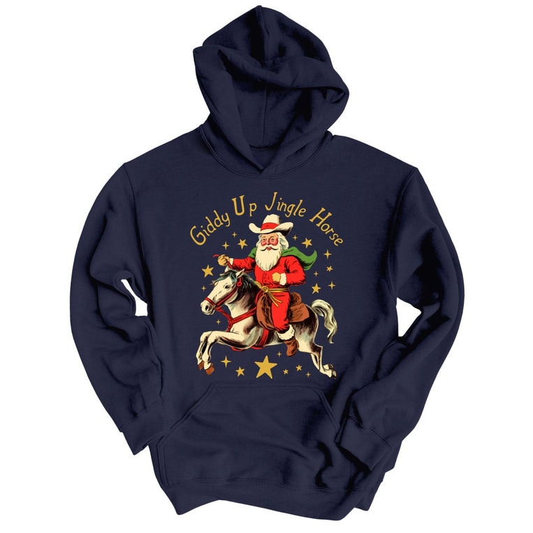 Giddy Up Jingle Horse Graphic Hoodie - Classic Navy