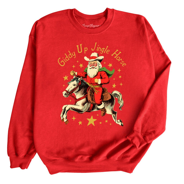 Giddy Up Jingle Horse Graphic Sweatshirt - Red