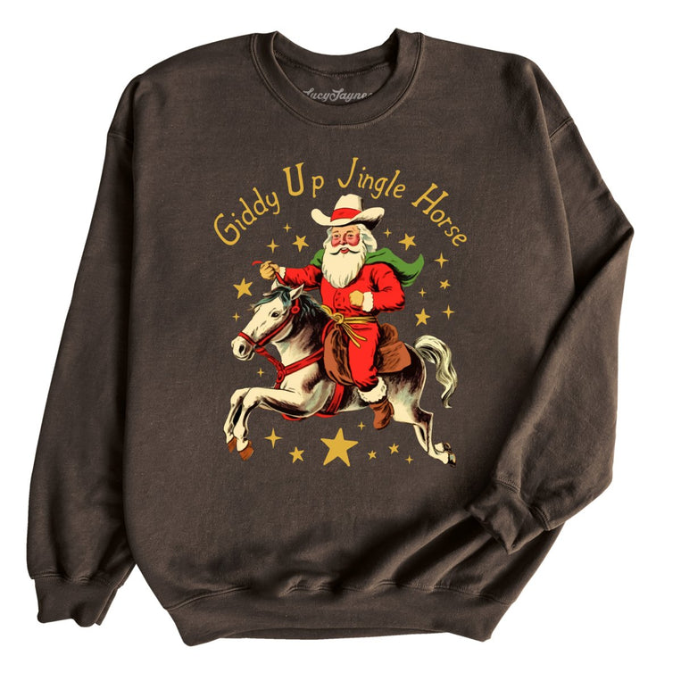 Giddy Up Jingle Horse Graphic Sweatshirt - Dark Chocolate
