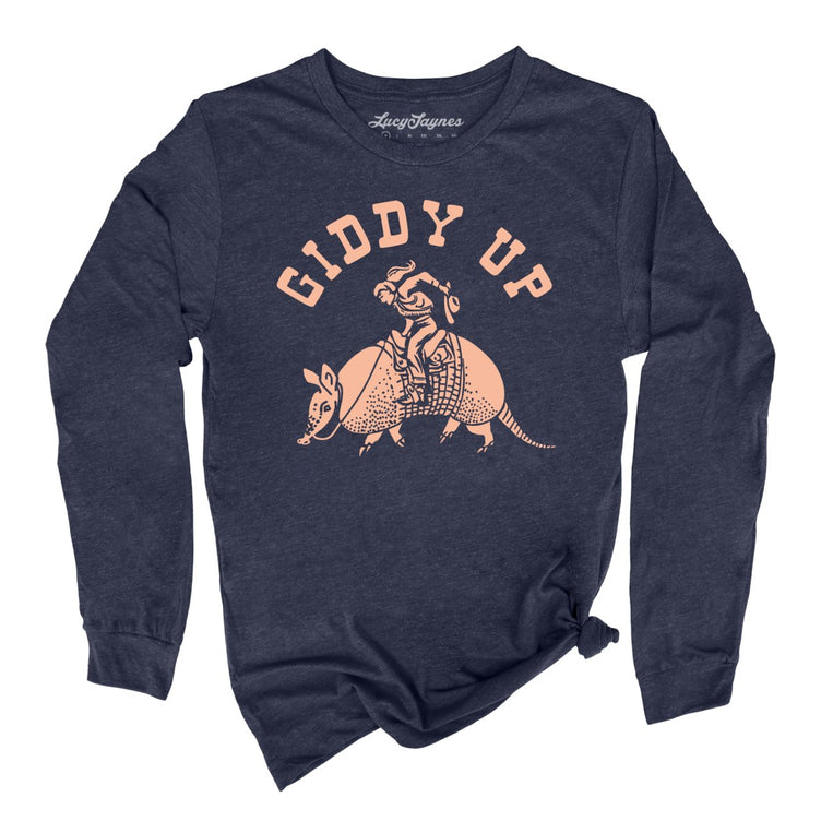 Giddy Up Graphic Long Sleeve Tee - Heather Navy