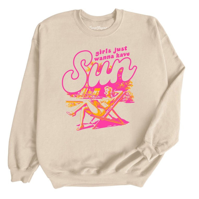 Girls Just Wanna Have Sun Graphic Sweatshirt - Sand