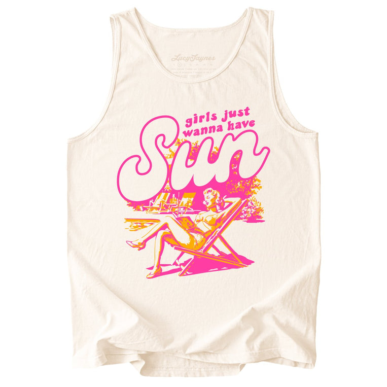 Girls Just Wanna Have Sun Comfort Colors Graphic Tank Top - Ivory