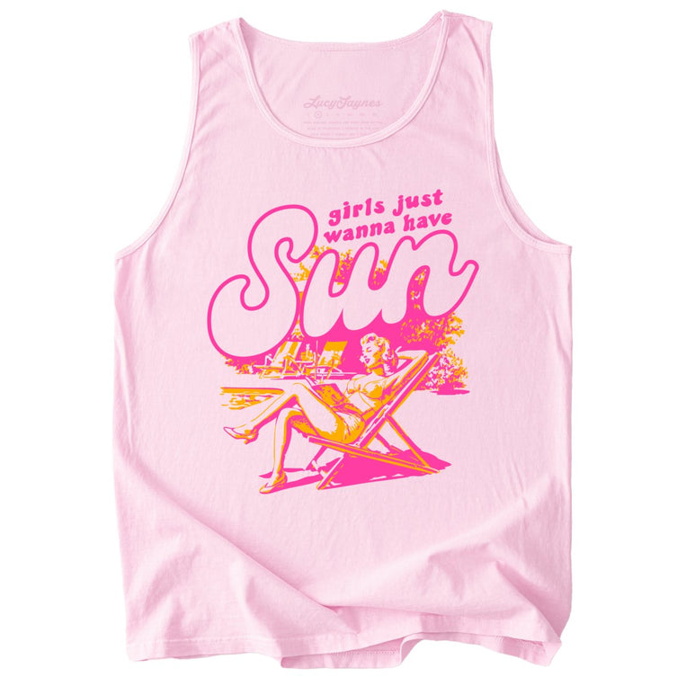 Girls Just Wanna Have Sun Comfort Colors Graphic Tank Top - Blossom