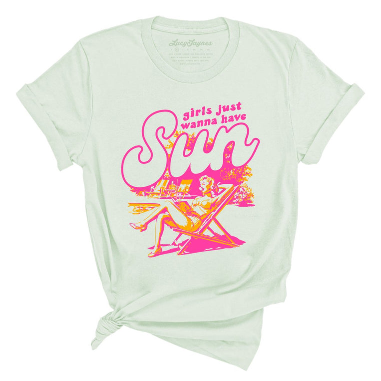 Girls Just Wanna Have Sun Graphic Tee - Citron