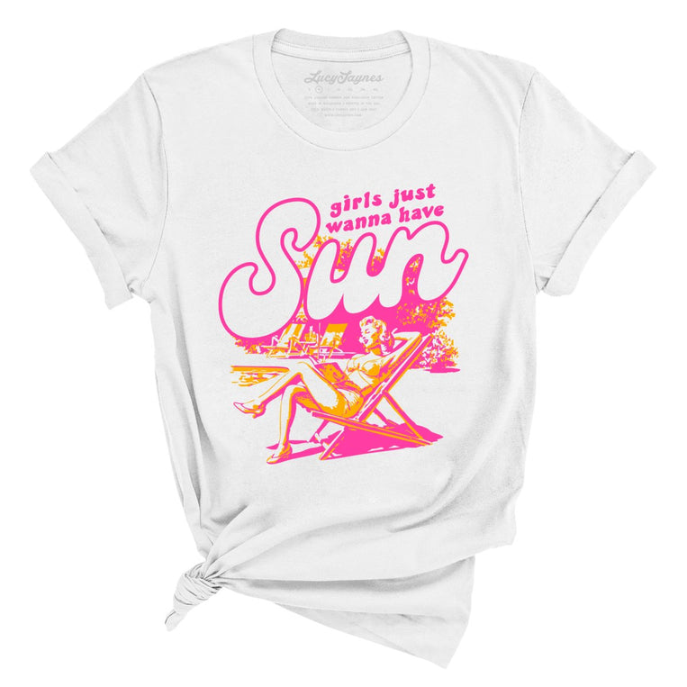 Girls Just Wanna Have Sun Graphic Tee - White