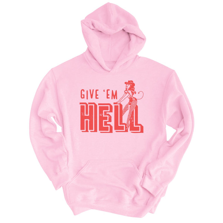 Give 'em Hell Graphic Hoodie - Light Pink