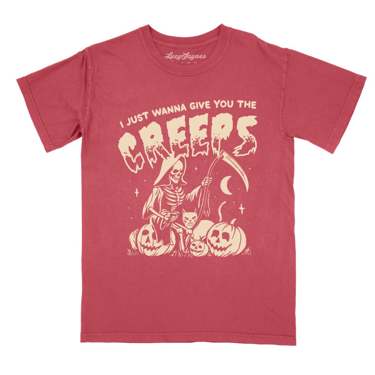 Give You The Creeps Comfort Colors Graphic Tee - Crimson