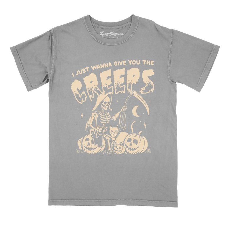 Give You The Creeps Comfort Colors Graphic Tee - Grey