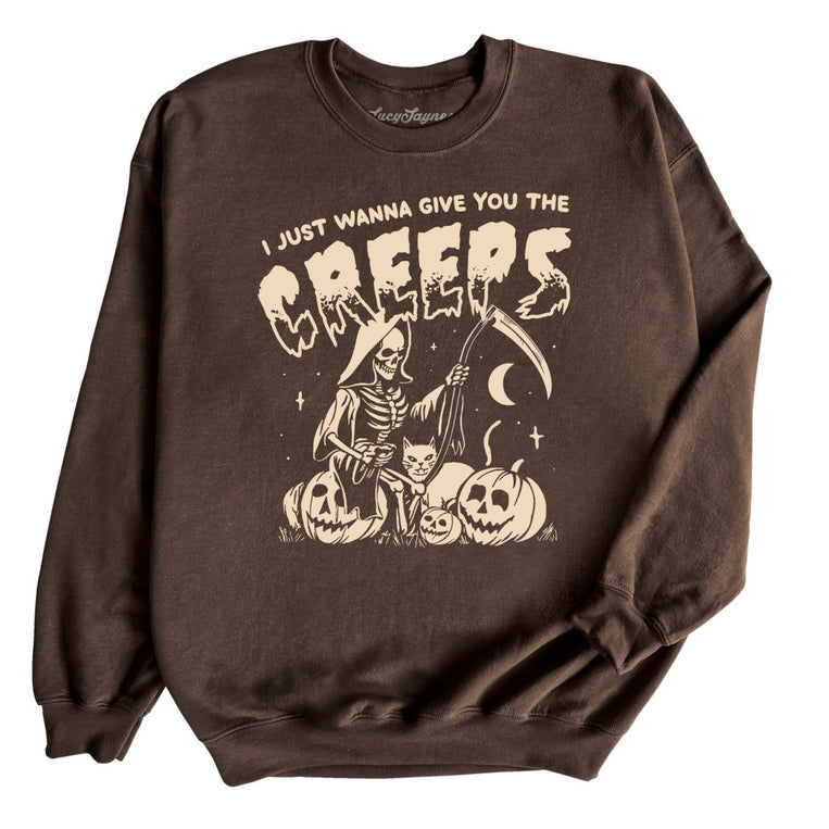 Give You The Creeps Graphic Sweatshirt - Dark Chocolate