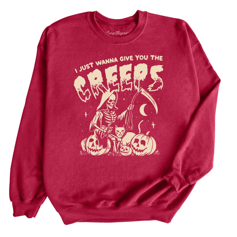 Give You The Creeps Graphic Sweatshirt - Cardinal Red