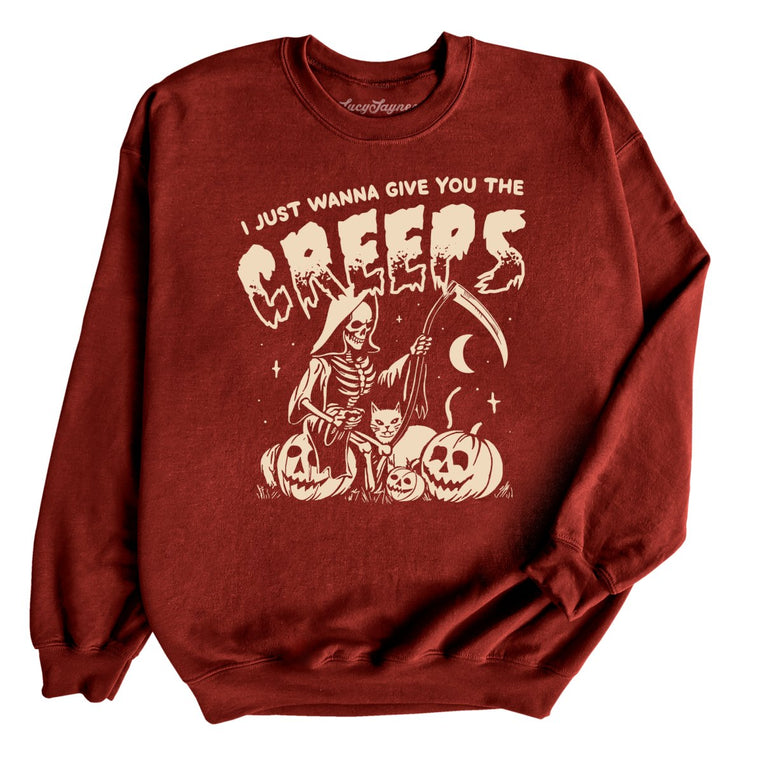 Give You The Creeps Graphic Sweatshirt - Garnet