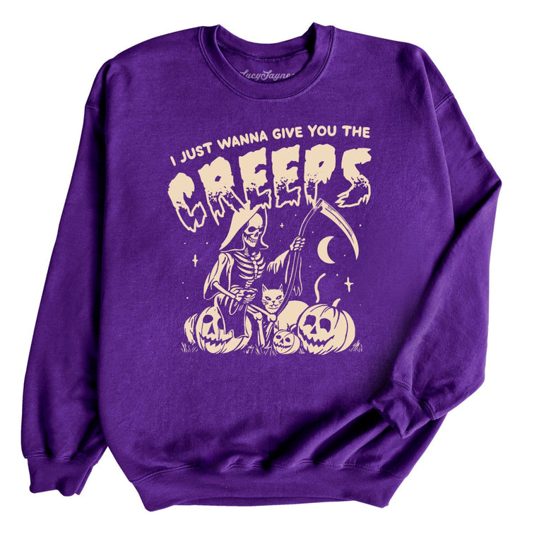 Give You The Creeps Graphic Sweatshirt - Purple