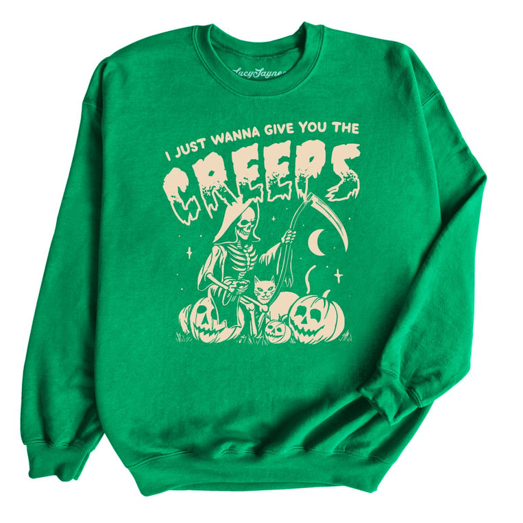 Give You The Creeps Graphic Sweatshirt - Irish Green