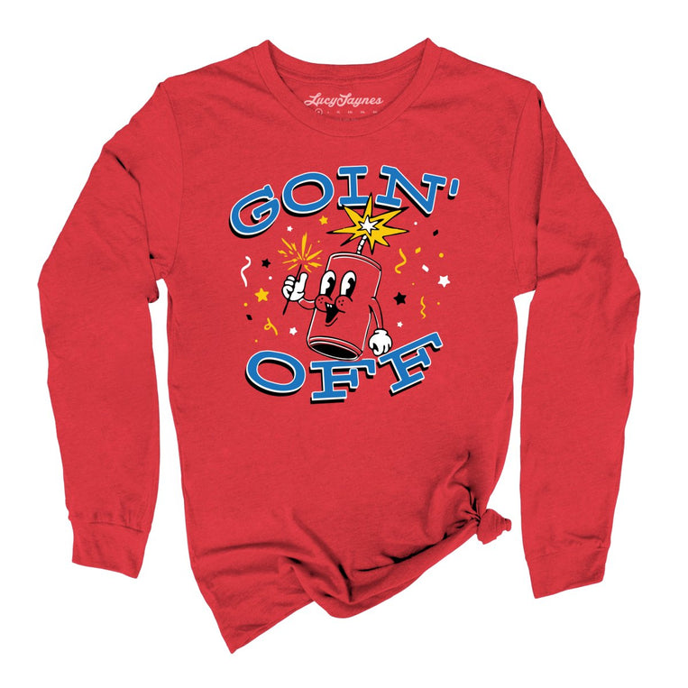Goin' Off Graphic Long Sleeve Tee - Red