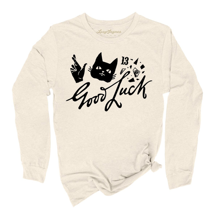 Good Luck Graphic Long Sleeve Tee - Natural