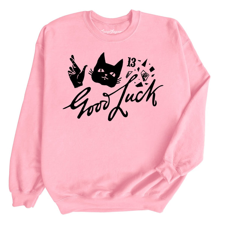 Good Luck Graphic Sweatshirt - Light Pink