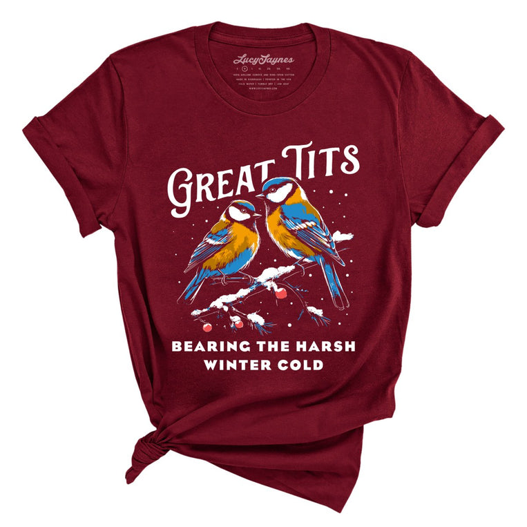 Great Tits Winter Cold Graphic Tee - Cardinal