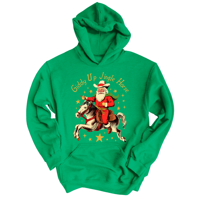 Giddy Up Jingle Horse Graphic Hoodie - Irish Green