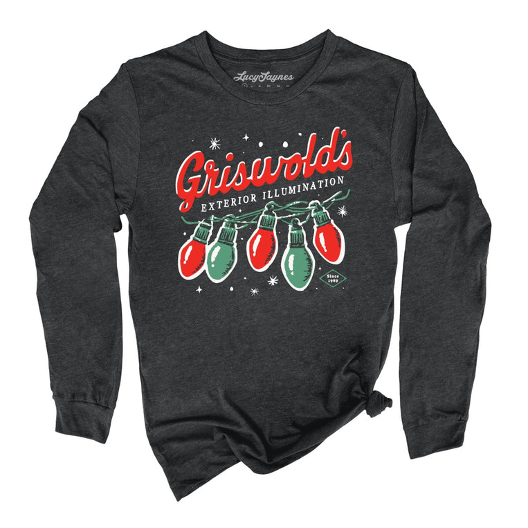 Griswold's Exterior Illumination Graphic Long Sleeve Tee - Dark Grey Heather