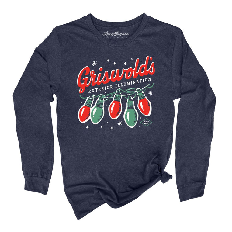 Griswold's Exterior Illumination Graphic Long Sleeve Tee - Heather Navy
