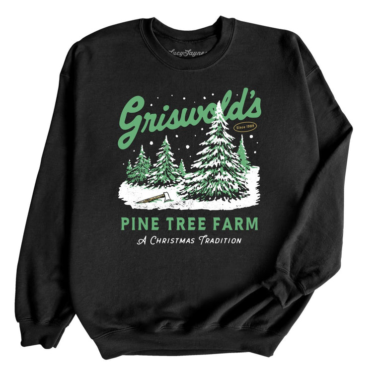 Griswold's Pine Tree Farm Graphic Sweatshirt - Black