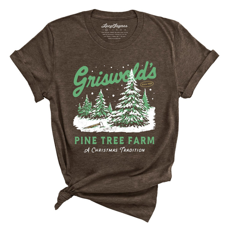 Griswold's Pine Tree Farm Graphic Tee - Heather Brown