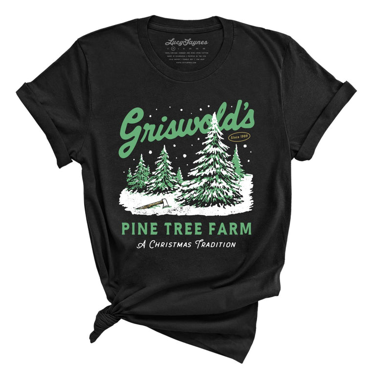 Griswold's Pine Tree Farm Graphic Tee - Black