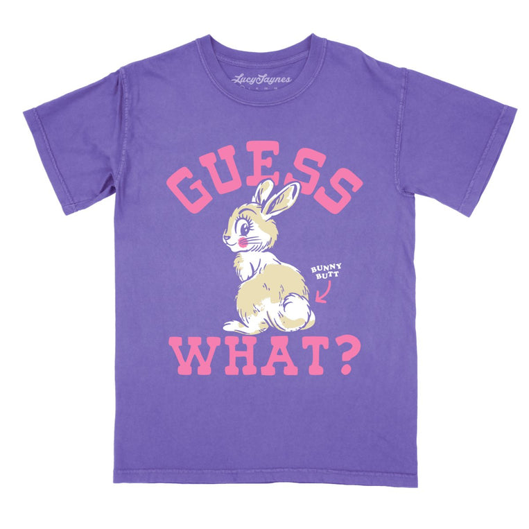 Guess What Bunny Butt Comfort Colors Graphic Tee - Violet