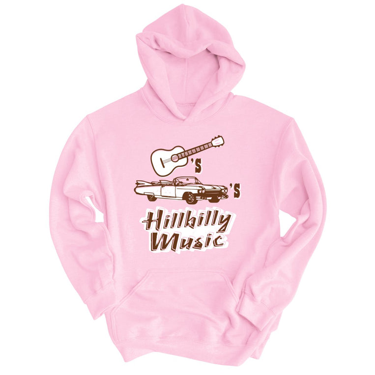 Guitars Cadillacs Hillbilly Music Graphic Hoodie - Light Pink