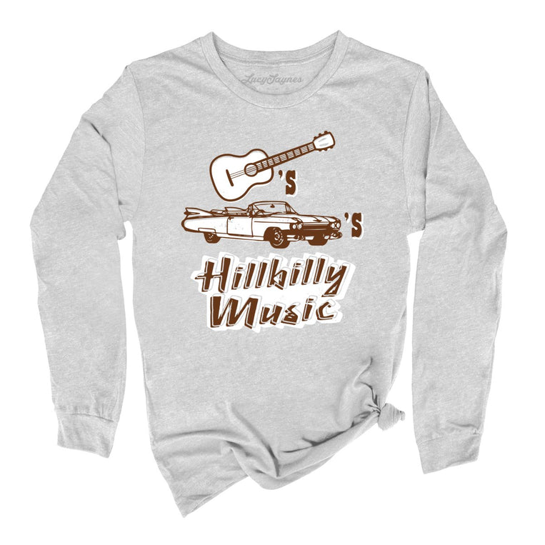 Guitars Cadillacs Hillbilly Music Graphic Long Sleeve Tee - Athletic Heather