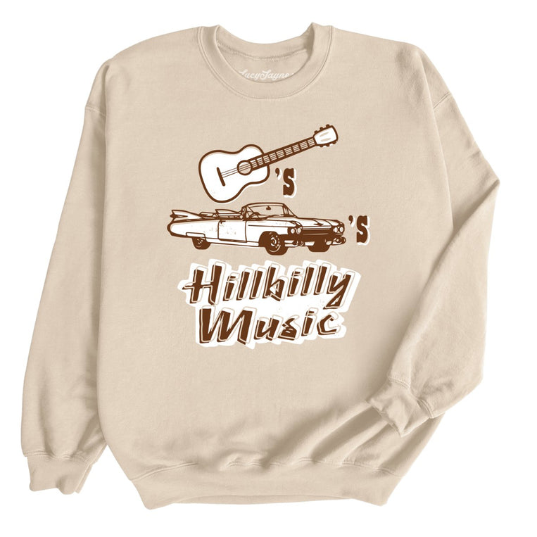 Guitars Cadillacs Hillbilly Music Graphic Sweatshirt - Sand