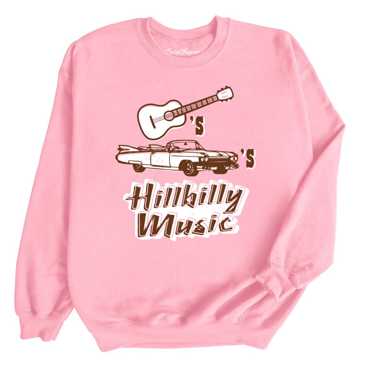 Guitars Cadillacs Hillbilly Music Graphic Sweatshirt - Light Pink