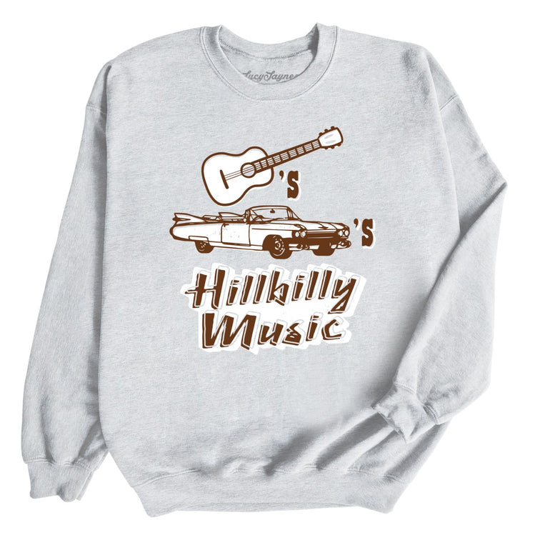 Guitars Cadillacs Hillbilly Music Graphic Sweatshirt - Ash