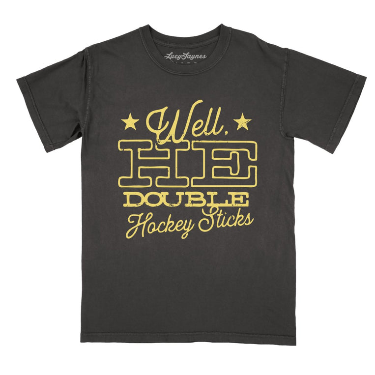 H E Double Hockey Sticks Comfort Colors Graphic Tee - Pepper