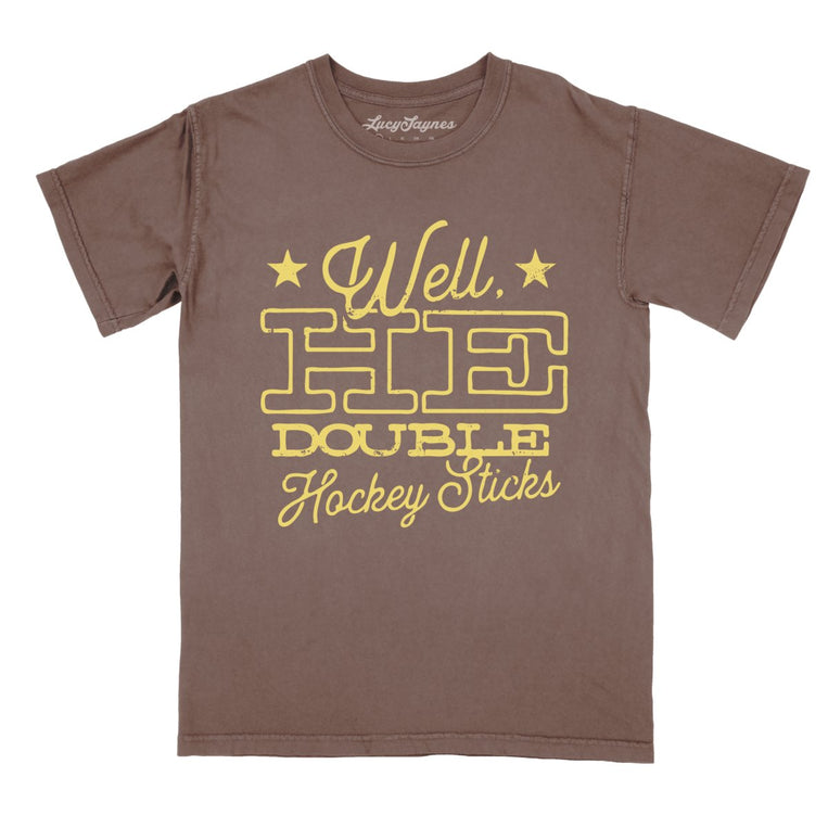 H E Double Hockey Sticks Comfort Colors Graphic Tee