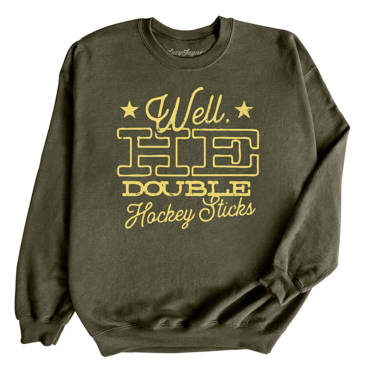 H E Double Hockey Sticks Graphic Sweatshirt - Military Green