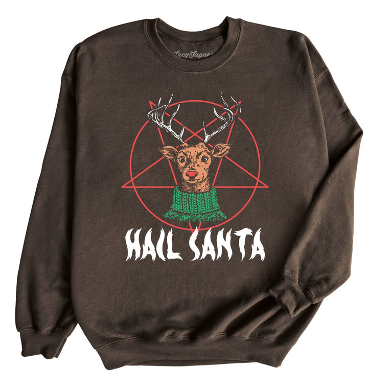 Hail Santa Graphic Sweatshirt - Dark Chocolate