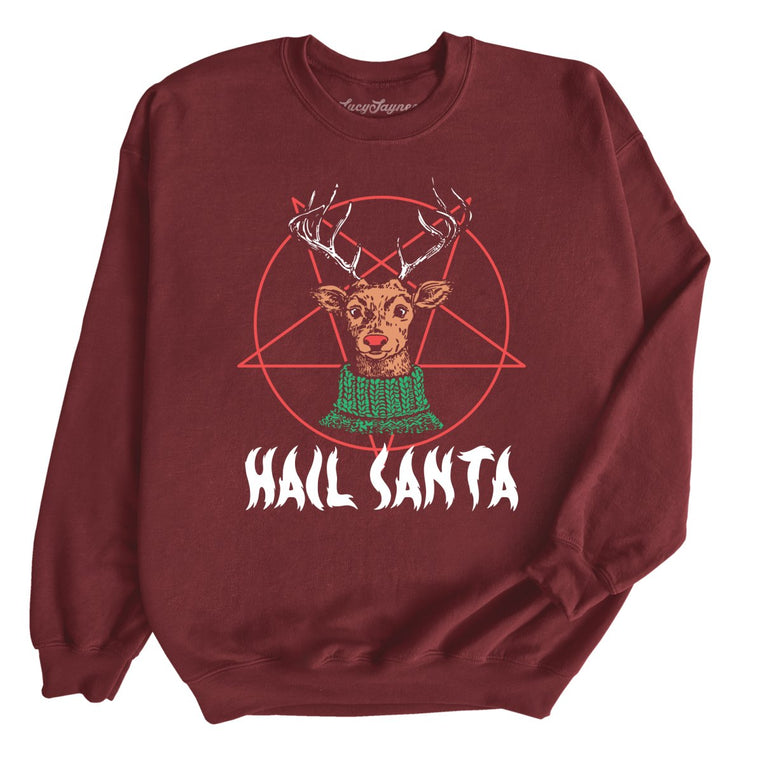 Hail Santa Graphic Sweatshirt - Maroon