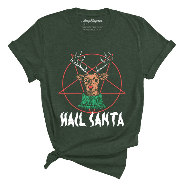 Hail Santa Graphic Tee - Heather Forest