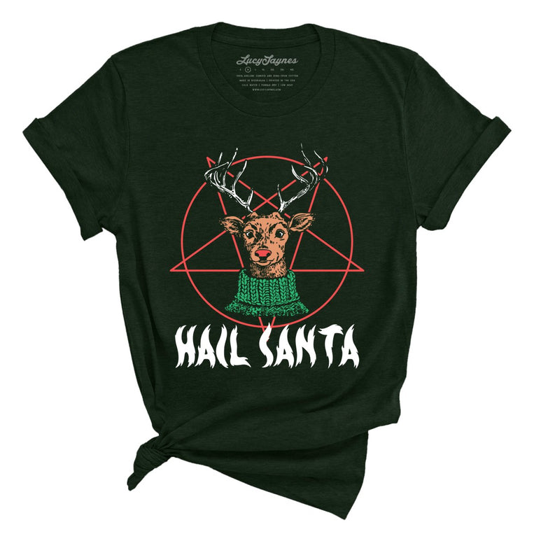 Hail Santa Graphic Tee - Heather Emerald