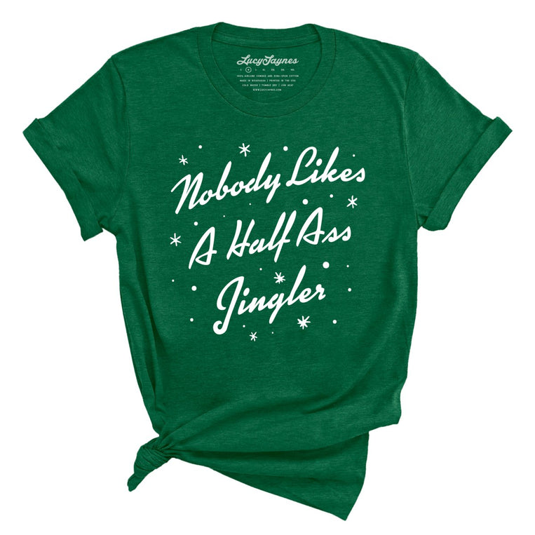 Half Ass Jingler Graphic Tee - Heather Grass Green