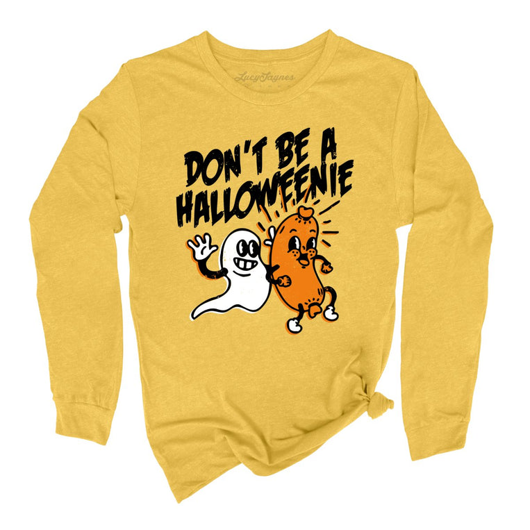 Halloweenie Graphic Long Sleeve Tee - Heather Yellow Gold