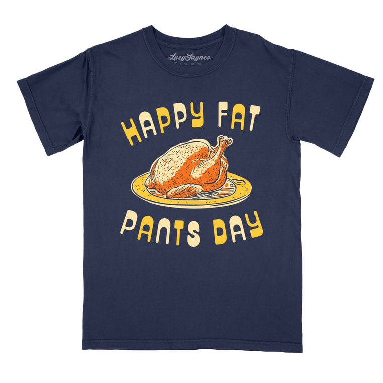 Happy Fat Pants Day Comfort Colors Graphic Tee - True Navy