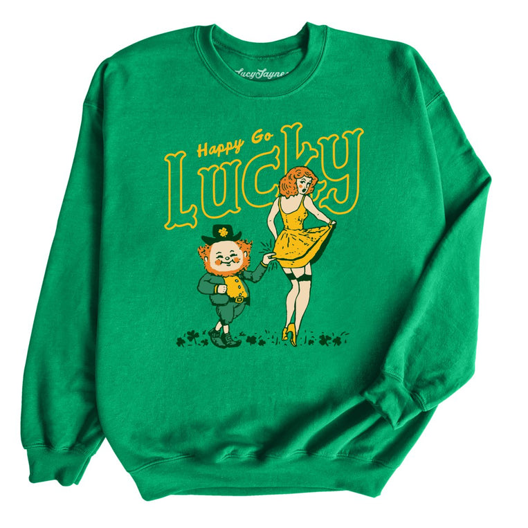 Happy Go Lucky Graphic Sweatshirt - Irish Green